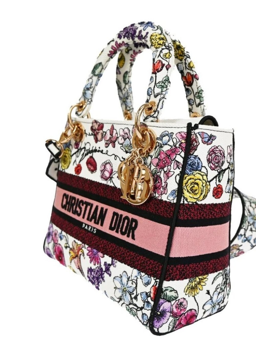 CHRISTIAN DIOR Lady D-Lite Florilegio Embroidery 2Way Hand Bag Canvas - Picture 3 of 15